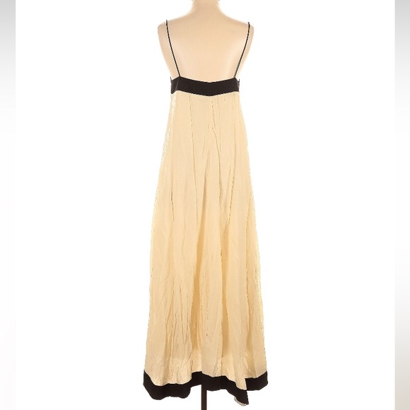 COMMENSE Ecru Cream Black Stripe Midi Maxi V Neck Dress NWT - Picture 6 of 7